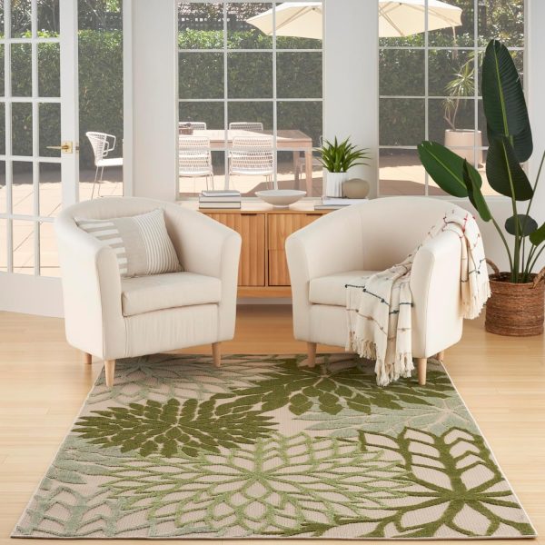 Nourison Aloha 4' x 6' Ivory Green Fabric Tropical Area Rug (4' x 6') - Image 5