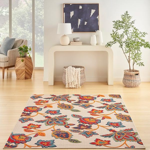 Nourison Aloha Indoor-Outdoor Modern Multicolor 5'3" x 7'5" Area Rug, Easy Cleaning, Non Shedding, Bed Room, Living Room, Dining Room, Kitchen (5x7) - Image 2