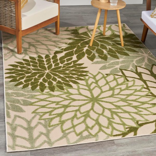 Nourison Aloha 4' x 6' Ivory Green Fabric Tropical Area Rug (4' x 6') - Image 2