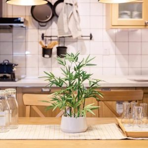 18 inch Tall White Potted Faux Bamboo Plant- Luxury Artificial Bamboo Tree in White Pot for Home, Office, Kitchen, Indoor Decor, Money Tree, Lucky Bamboo Tree. (Canadian Owned!)