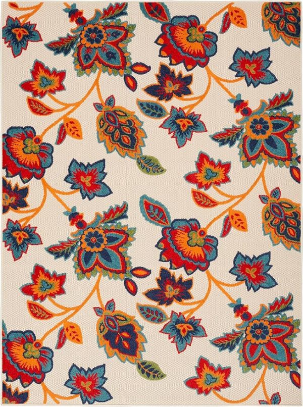 Nourison Aloha Indoor-Outdoor Modern Multicolor 5'3" x 7'5" Area Rug, Easy Cleaning, Non Shedding, Bed Room, Living Room, Dining Room, Kitchen (5x7) - Image 4