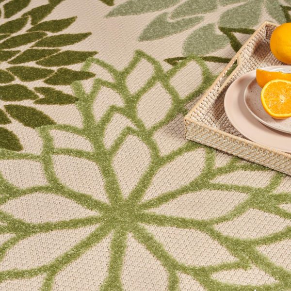 Nourison Aloha 4' x 6' Ivory Green Fabric Tropical Area Rug (4' x 6') - Image 4