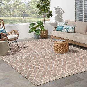 Nourison Positano Indoor/Outdoor Beige 8' x 10' Area Rug, Easy Cleaning, Non Shedding, Bed Room, Living Room, Dining Room, Backyard, Deck, Patio (8x10)