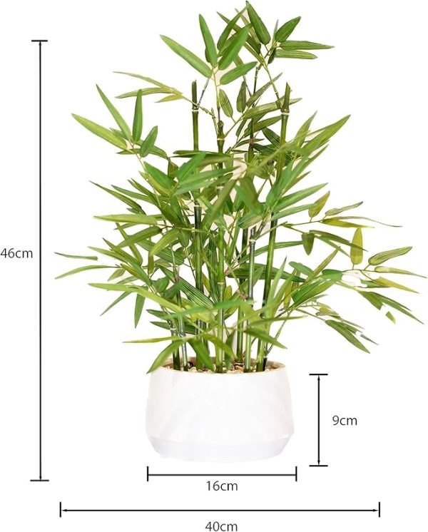 18 inch Tall White Potted Faux Bamboo Plant- Luxury Artificial Bamboo Tree in White Pot for Home, Office, Kitchen, Indoor Decor, Money Tree, Lucky Bamboo Tree. (Canadian Owned!) - Image 2